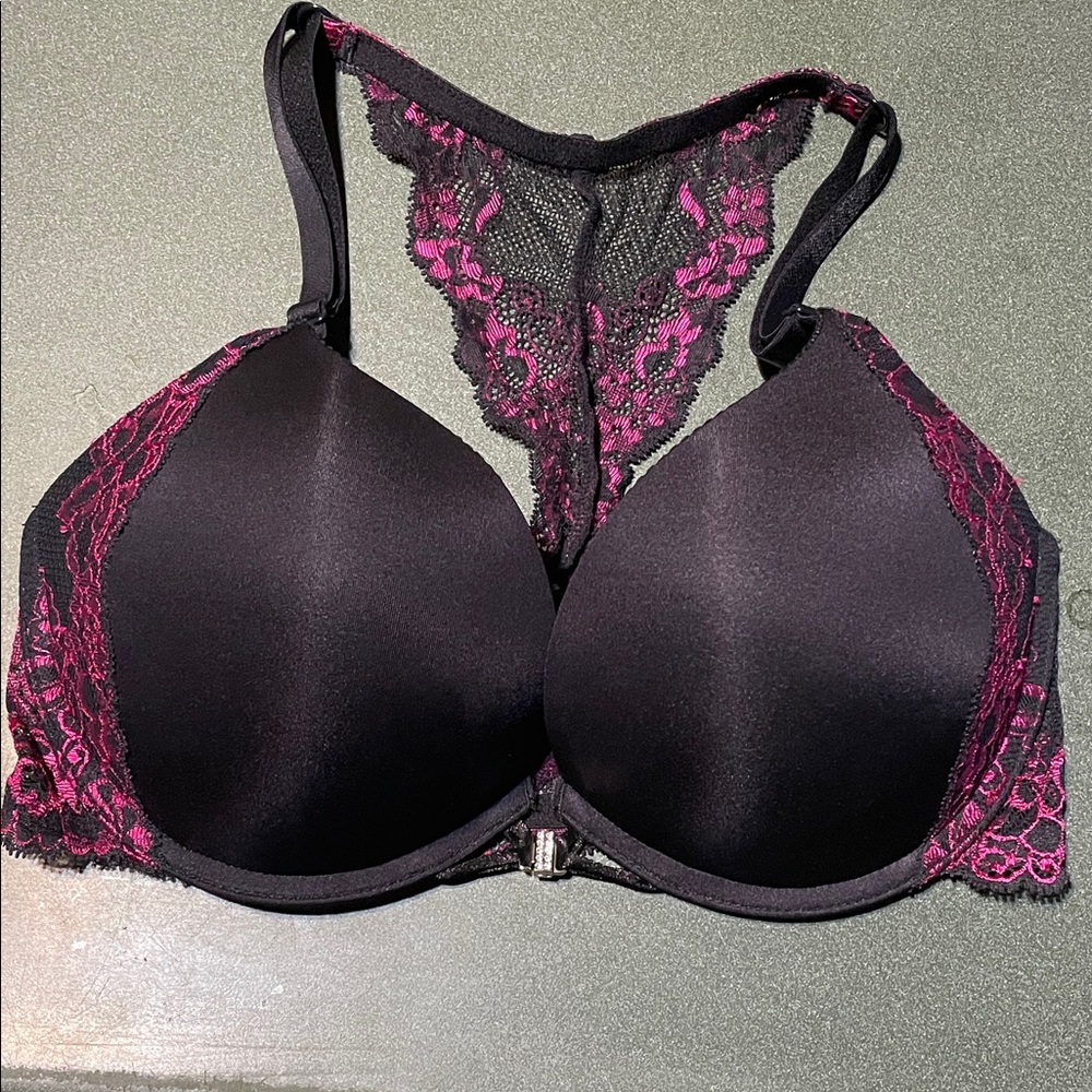 La SENZA Black Racerback Bra with Pink Lace 34C